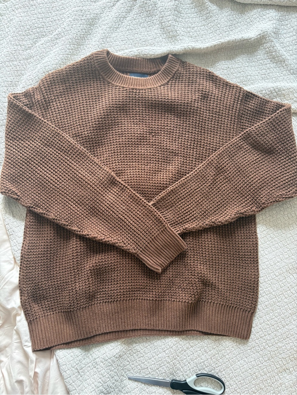Abercrombie & Fitch Brown Waffle Knit Crewneck Sweater